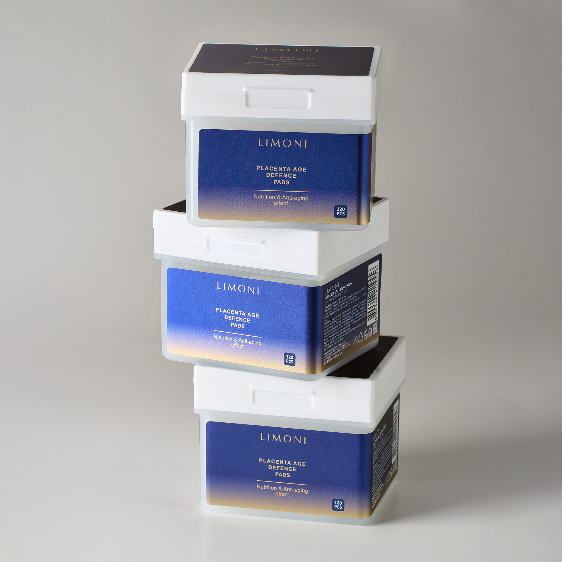 LIMONI Питательные тонер-пэды для лица с плацентой Placenta Age Defence Pads 120 pcs