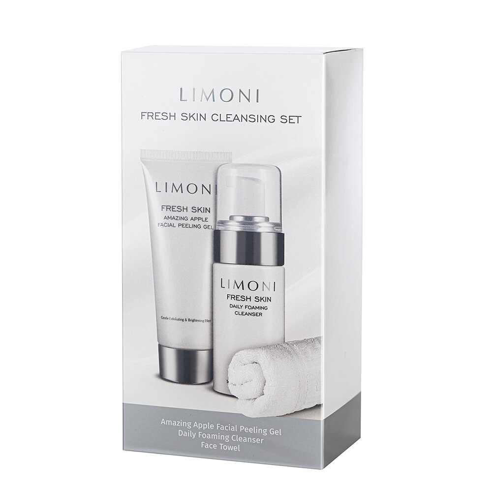 LIMONI Fresh Skin Cleansing Set (Набор Daily 100мл+Amazing Apple Peeling Gel 100мл + towel)