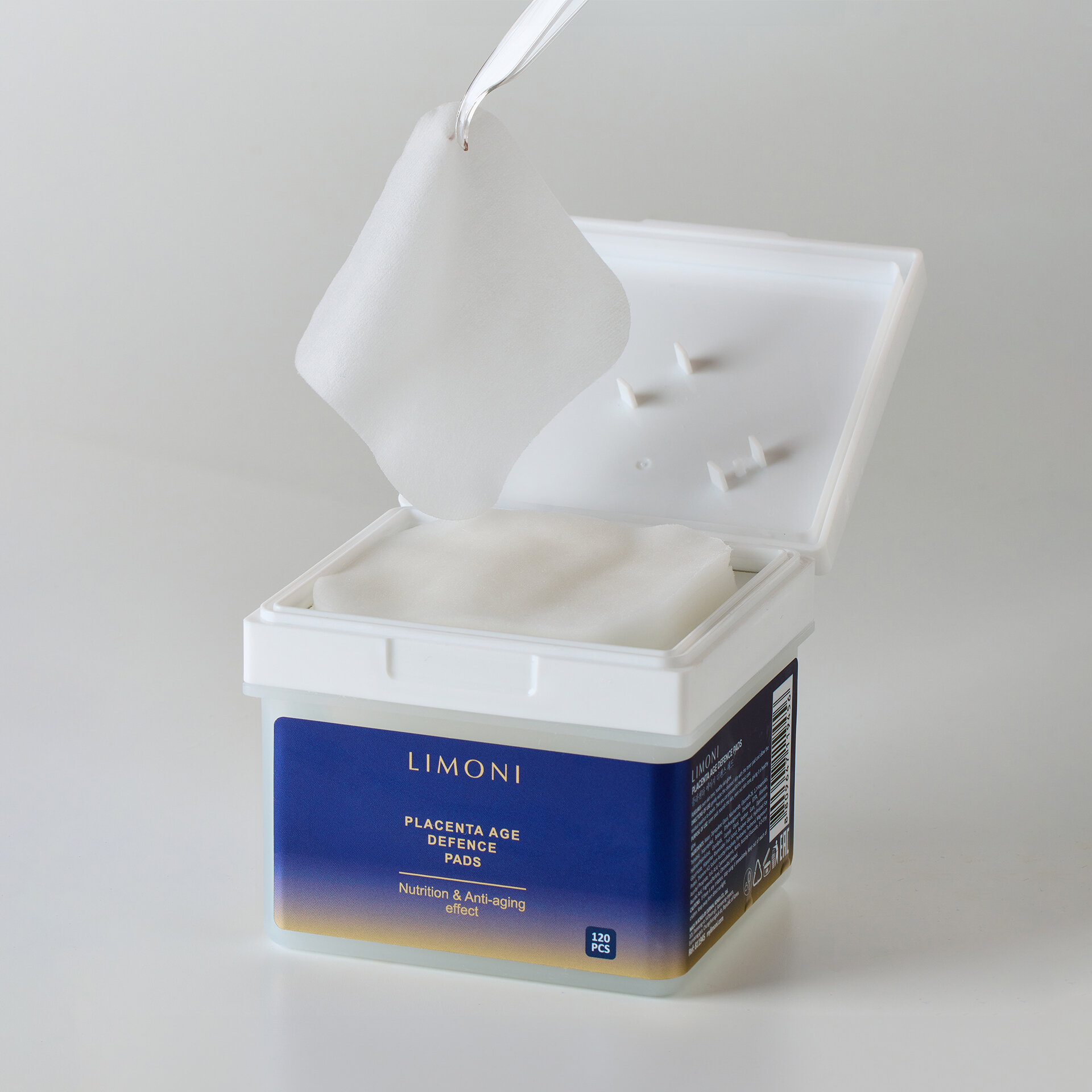 LIMONI Питательные тонер-пэды для лица с плацентой Placenta Age Defence Pads 120 pcs