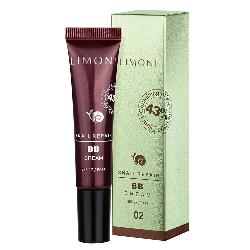 LIMONI ББ крем для лица с экстрактом секреции улитки тон №1 Snail Repair BB Cream 15ml***