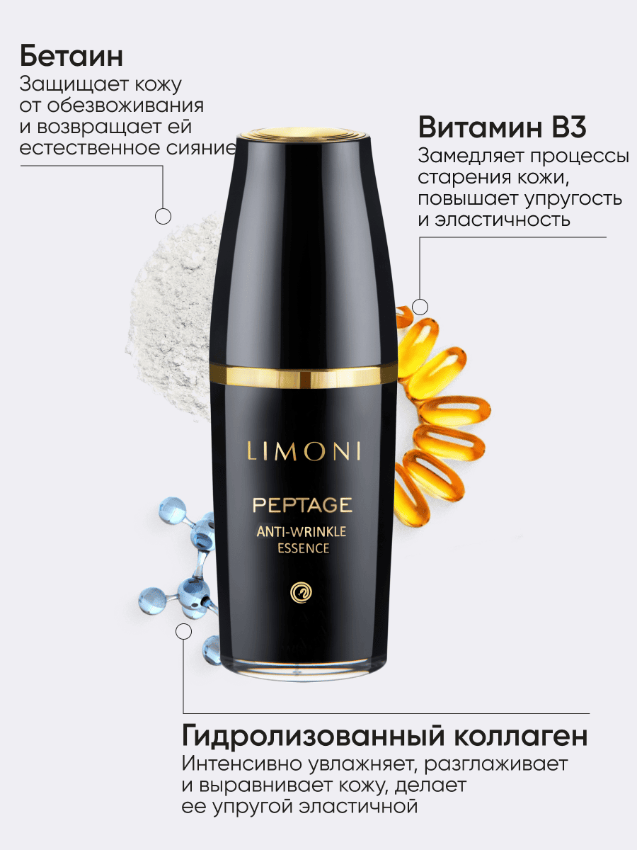 LIMONI Антивозрастная эссенция для лица со змеиным ядом Peptage Anti-Wrinkle Essenсe 50ml